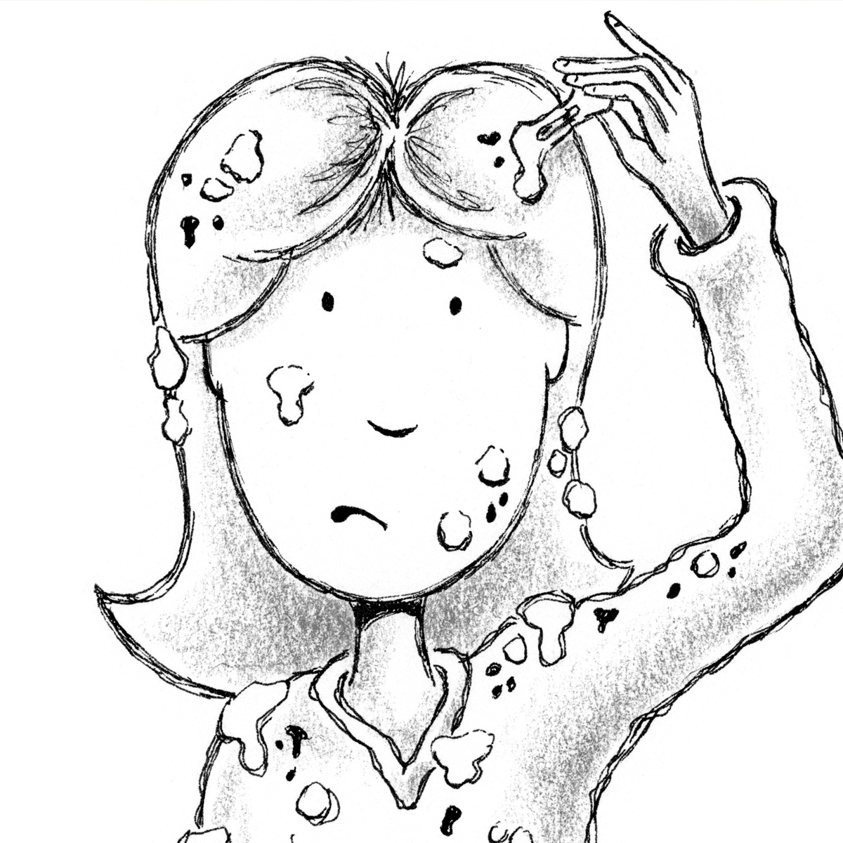 Illustration from the chapter book, "Ellie Anders: The Playground Fundraiser" by Craig Kunce showing Ellie with cake and frosting all over her