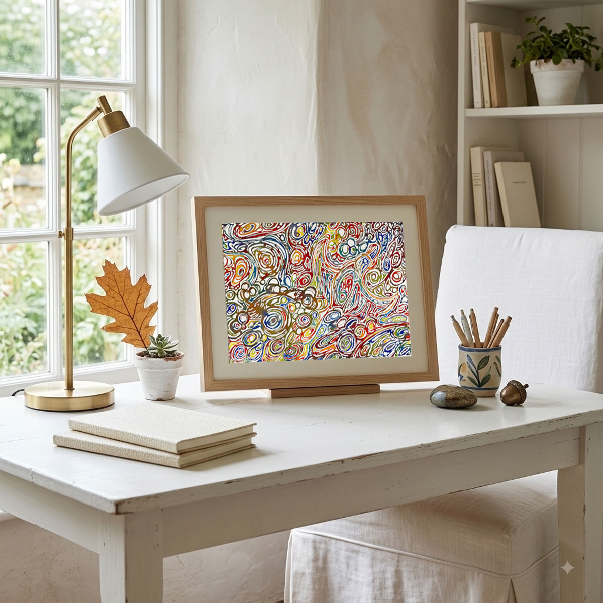 Happiness Flow colorful abstract printable art featuring vibrant organic linework and rich watercolor tones.