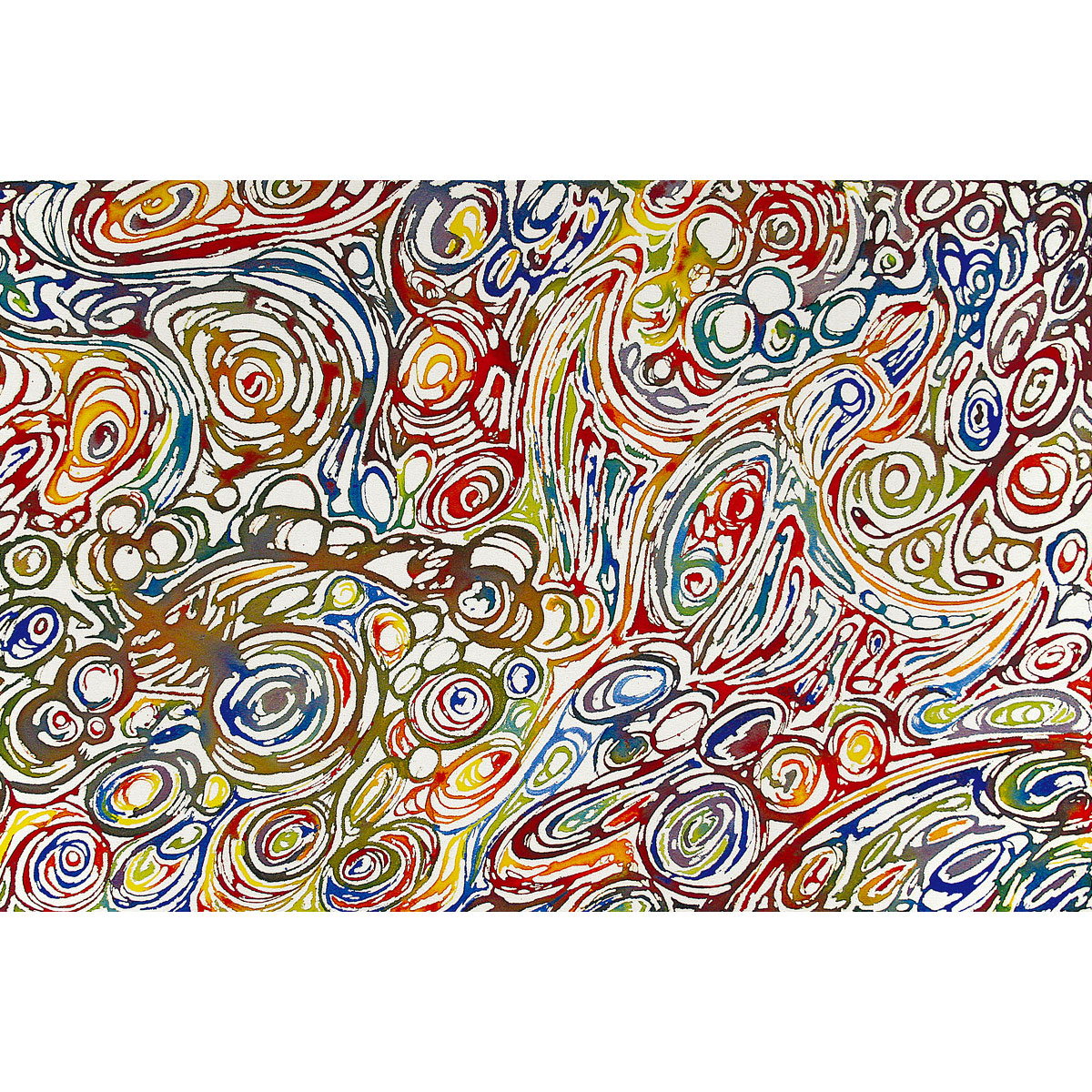 Happiness Flow colorful abstract printable art featuring vibrant organic linework and rich watercolor tones.