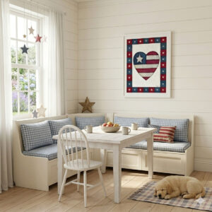 Flag in a Heart - Quilted Americana Art