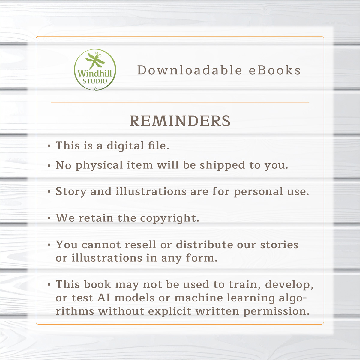 An image reminding customers of the legal details of the purchase.