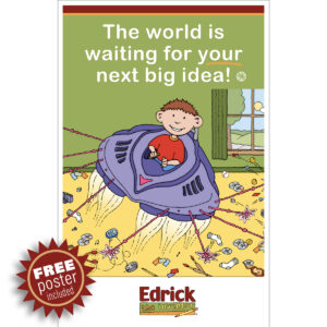 Image of the coordinating free digital poster, which reads: "The world is waiting for your next big idea!"