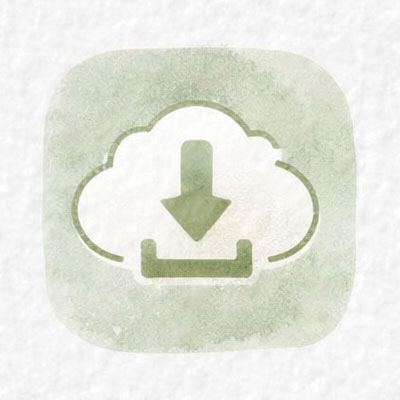 Icon image of a cloud and download arrow.