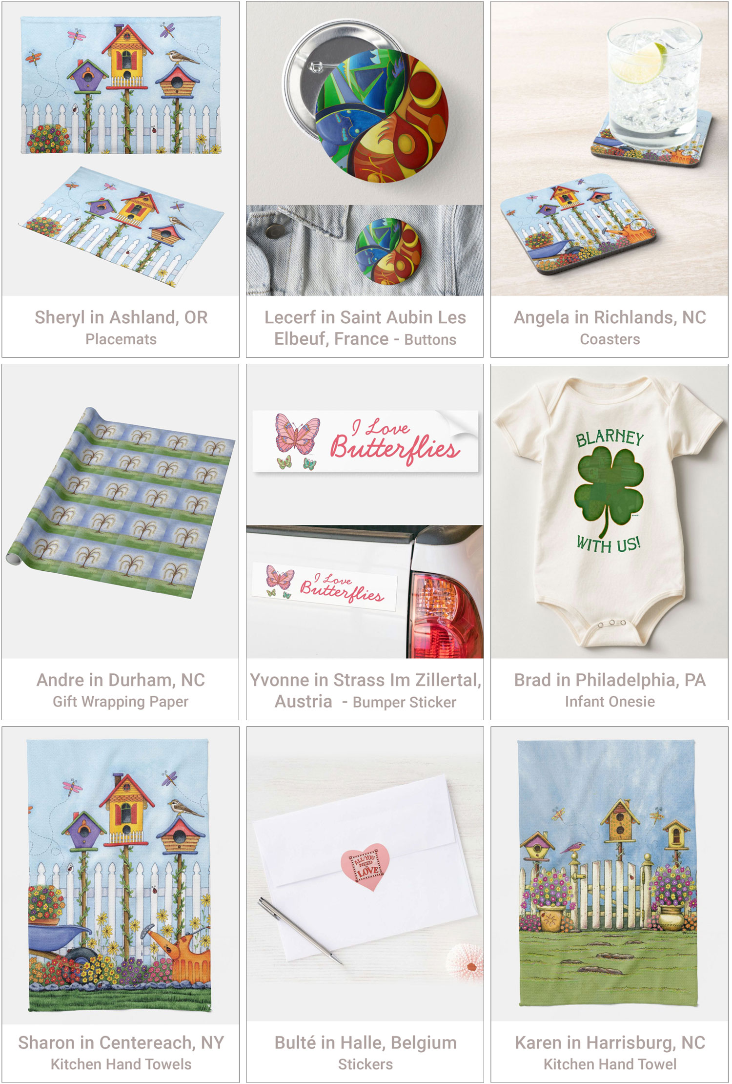 Examples of our artwork used to make products.