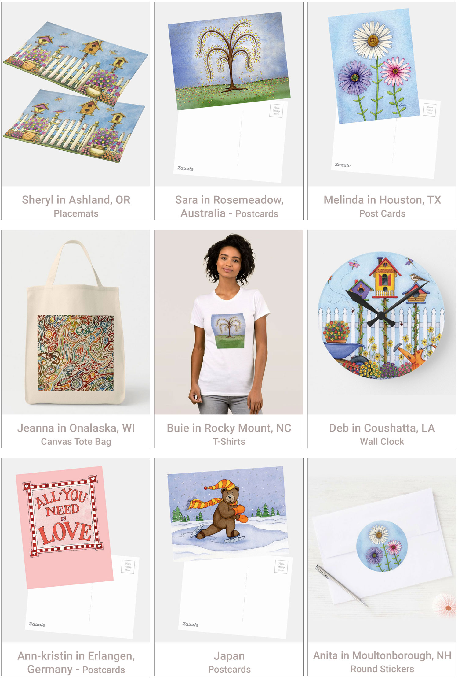 Examples of our artwork used to make products.